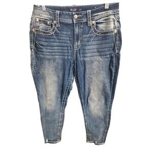 Miss Me Women's‎ Denim Ankle Crop Jeans Embellished Pockets Size 29 Distressed
